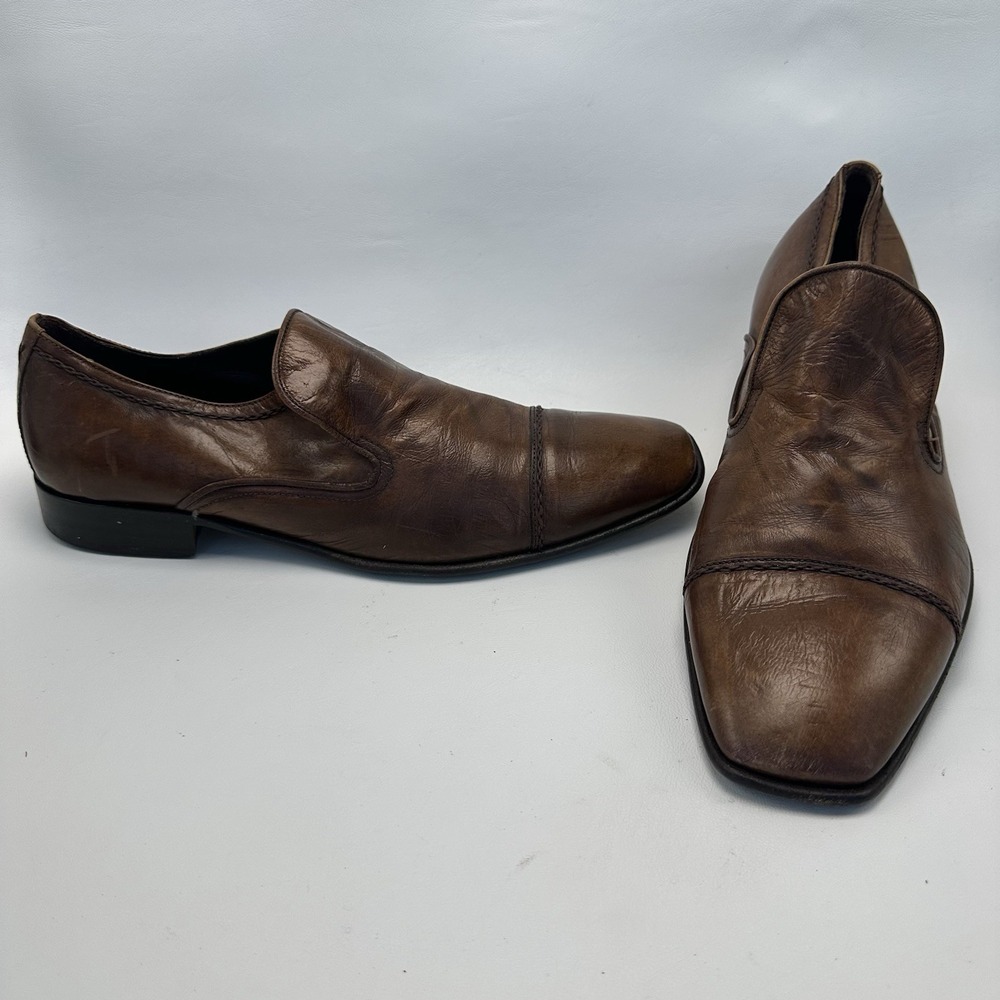 GORDON RUSH Men's Brown Soft Leather Shoes Slip On Loafers Size‎ 8